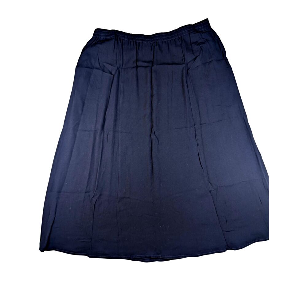 Carole Little Navy Skirt Pull On Rayon Wrinkle Fabric Size 24W Plus‎ Vintage